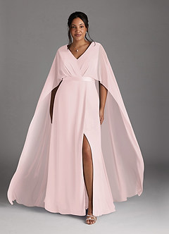 Azazie Isa vestidos de madre de la novia Vestido de Rosa Rubor de Gasa de Corte En A con Cuello en V plisado image7