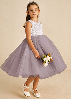 Azazie Missy Flower Girl Dresses Ivory Dusk A-Line Sleeveless Tulle Dress image4