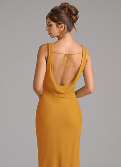 Azazie Rylina Bridesmaid Dresses Butterscotch Mermaid Pleated Chiffon Dress image2