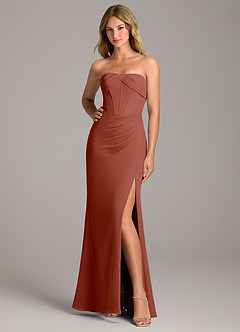 Azazie Chantel Bridesmaid Dresses Auburn Sheath Strapless Chiffon Convertible Dress image3