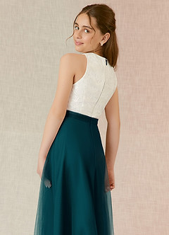 Azazie Albertine Junior Vestido de Pino de Gasa de Corte En A con Encaje image6