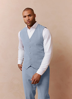 front Savile Light Blue Wool Blend Suit Vest