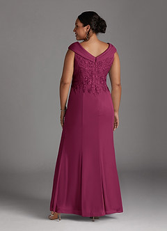 Azazie Calathea Mother of the Bride Dresses Mulberry A-Line Lace Dress image9