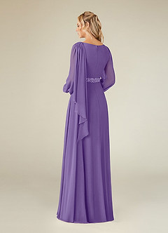 Azazie Priyanka Mother of the Bride Dresses Tahiti A-Line Boatneck Pleated Chiffon Dress image6