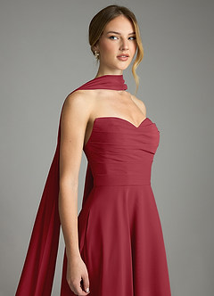 Azazie Ayla Abiti da Damigella Abito A-Line in Chiffon Scollo a Cuore Melograno image6