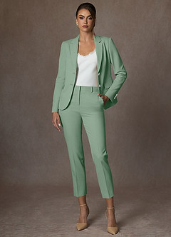 front Whitney Matcha Structured Stretch Cropped Pants Suit