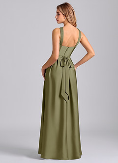 Azazie Dixie Bridesmaid Dresses Pistachio A-Line Pleated Stretch Satin Dress image5