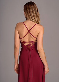 Azazie Mei Brautjungfernkleider A-Linie Chiffon Kleid Burgunderrot image2