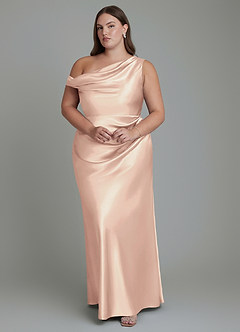 Azazie Emerson Bridesmaid Dresses English Rose Mermaid Off the Shoulder Metallic Satin Dress image8