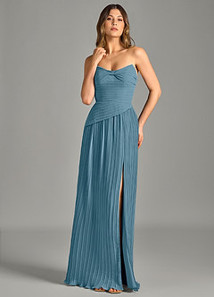 Azazie Becka Bridesmaid Dresses Bermuda A-Line Strapless Chiffon Dress image1