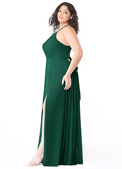 Azazie Evalleen Bridesmaid Dresses Emerald A-Line Pleated Chiffon Dress image10