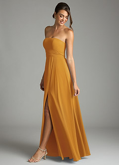 Azazie Tamira Suknie dla druhen Linia A Pofałdowany Szyfon Do ziemi Sukienka image3