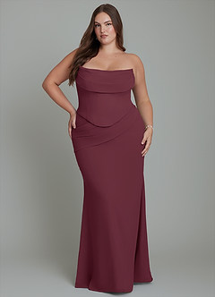 Azazie Sorrel Robes de demoiselle d'honneur Robe Sirène en Mousseline de soie Corset Cabernet image16