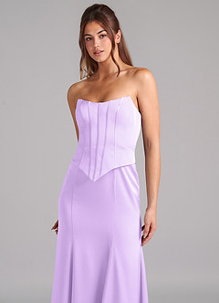 Azazie Ximena Bridesmaid Dresses Lilac Mermaid Corset Stretch Satin Convertible Dress image8