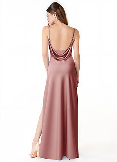 Azazie Alaija Bridesmaid Dresses Dusty Rose Mermaid Side Slit Stretch Satin Dress image4