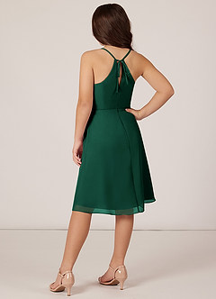 Azazie Doll Junior Emerald A-Line Bow Chiffon Dress image4
