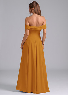 Azazie Almina Brautjungfernkleider Wandelbar A-Linie Schulterfrei Chiffon Kleid Butterscotch image2