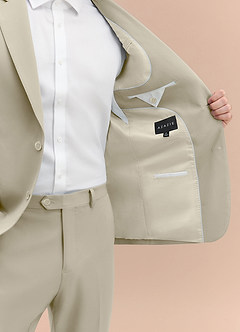 front James Tan Structured Stretch Suit Jacket