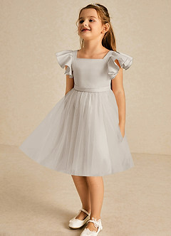 Azazie Kaeya Flower Girl Dresses Frost A-Line Bow Tulle Dress image4