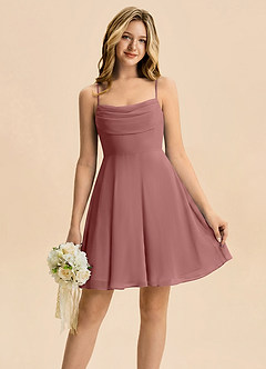 Azazie Bear Junior Desert Rose A-Line Pleated Chiffon Dress image1