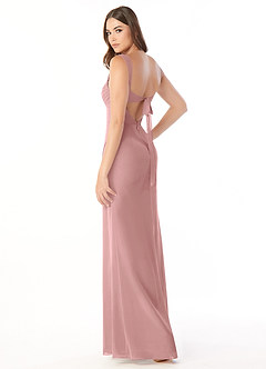 Azazie Audre Brautjungfernkleider Meerjungfrau-Linie Plissee Chiffon Kleid Altrosa image4