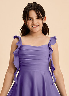 Azazie Kira Junior Tahiti A-Line Ruched Stretch Satin Dress image8