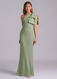 Azazie Yuanna Bridesmaid Dresses Pistachio Mermaid One Shoulder Chiffon Dress image5