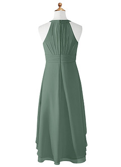 Azazie Linna Junior Eucalyptus A-Line Pleated Chiffon Dress image6