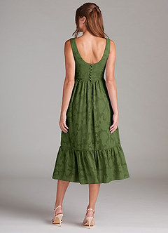 Azazie Alissa Robes de demoiselle d'honneur Robe Trapèze en Blumen-Burnout avec poches Olive image8