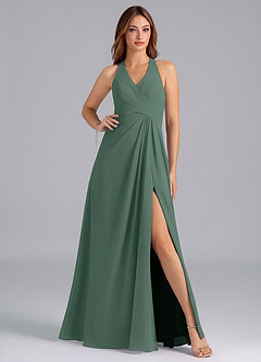 Azazie Dorota Bridesmaid Dresses Sea Moss A-Line Pleated Chiffon Dress image1