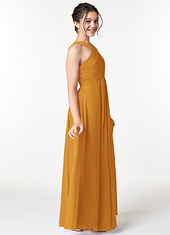 Azazie Kaleigh Junior Butterscotch A-Line Pleated Chiffon Dress image5