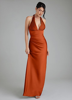 Azazie Torrance Bridesmaid Dresses Paprika Mermaid Corset Stretch Satin Dress image5