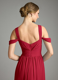 Azazie Lianne Vestidos de damas de honor Vestido de Escarlata de Gasa de Corte en A con Vestidos sin tirantes image6