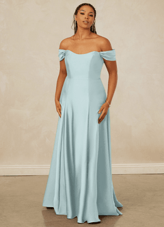 Christian Siriano Bridal for Azazie 1002 Bridesmaid Dresses Mist A-Line Off the Shoulder Stretch Satin Convertible Dress image8