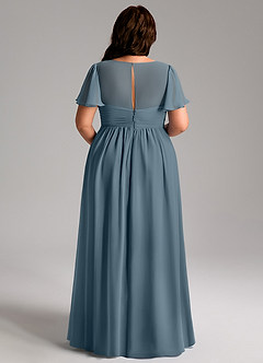 Azazie Verna Maternity Bridesmaid Dresses A-Line V-Neck Ruched Chiffon Floor-Length Dress image12