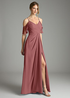 Azazie Dakota Bridesmaid Dresses Amethyst A-Line V-Neck Pleated Chiffon Dress image5
