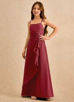 Azazie lolly Girls Formal Robe Demoiselle D'honneur Fillette Robe Trapèze en Mousseline de soie Plissée Grenade image5