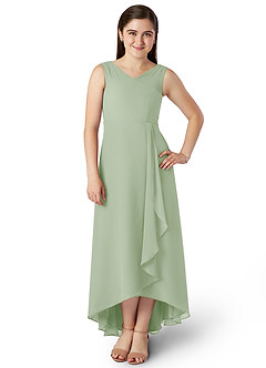 Azazie Odelia A-Line Pleated Chiffon Asymmetrical Junior Bridesmaid Dress image1