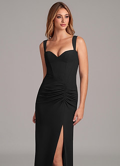 Azazie Ayla Bridesmaid Dresses Black Sheath Sweetheart Neckline Chiffon Dress image2