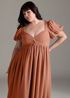 Azazie Madisynn Maternity Bridesmaid Dresses Bow Chiffon Floor-Length Dress image9