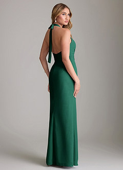 Azazie Valerie Bridesmaid Dresses Emerald Mermaid Pleated Chiffon Dress image2