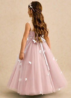 Azazie Mariposa Abiti da Ragazza di Fiori Abito Principessa in Tulle Pizzo Rosa Cipria image5