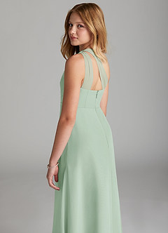 Azazie Maive Junior Agave A-Line Pleated Chiffon Dress image6
