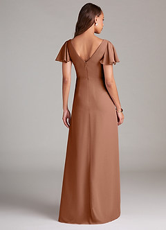 Azazie Soren Abiti da Damigella Abito A-Line in Chiffon Increspato Bronzo image2