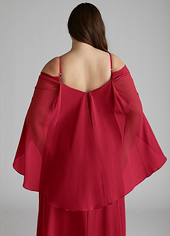 Azazie Cienna Jurken voor bruidsmeisjes Jurk van Chiffon met A-Lijn Off the Shoulder Scharlaken image12