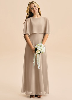 Azazie Maris Junior Abito A-Line in Chiffon Taupe image4