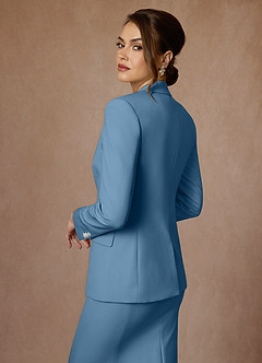 front Kennedy Steel Blue Structured Stretch Jacket and Dress Suit Set