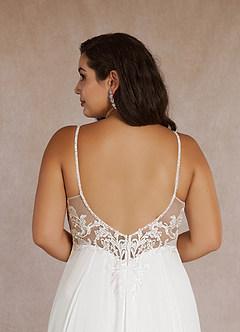 Azazie Nova Trouwjurken Jurk van Chiffon met A-Lijn Pailletten Diamant Wit Naakt image20