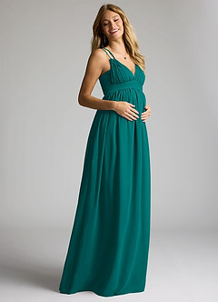 Azazie Emree Brautjungfernkleider für Schwangere A-Linie Chiffon Bodenlänge Kleid image2