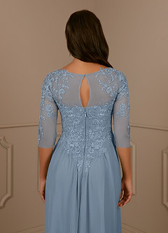 Azazie Harriet Mother of the Bride Dresses Dusty Blue A-Line Scoop lace Mesh Dress image6